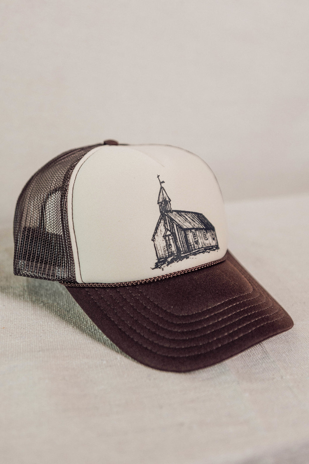 Church Trucker Hat - Tan & Brown
